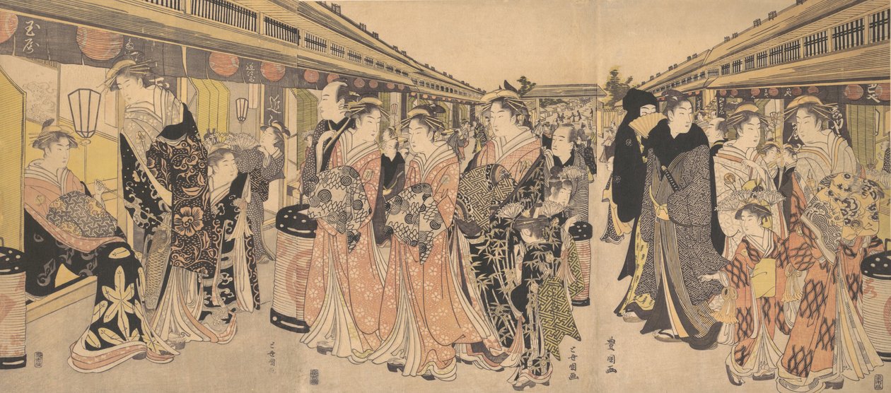 Kurtyzany Promenada na Nakanocho w Yoshiwara, ca. 1795. autorstwa Utagawa Toyokuni I