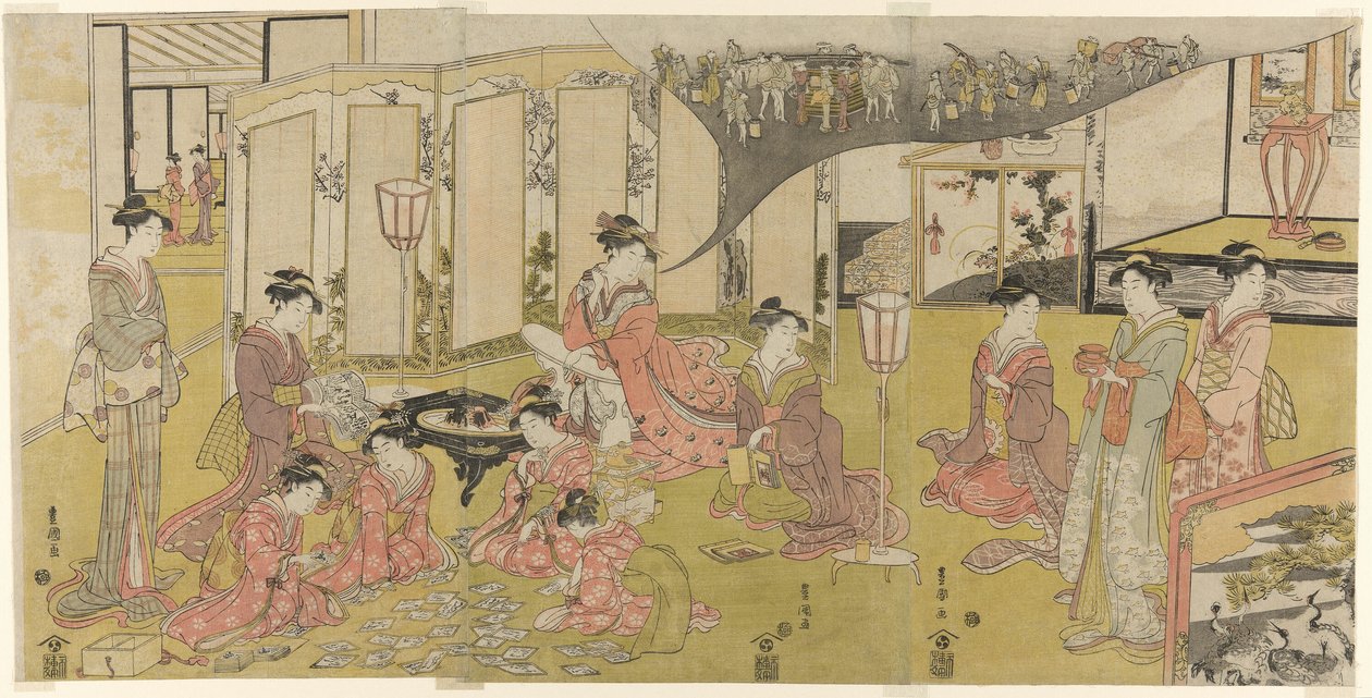 Gra karciana autorstwa Utagawa Toyokuni I