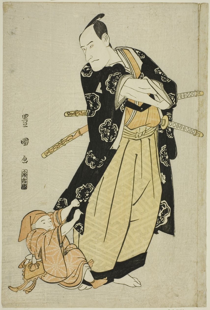 Aktor Ichikawa Danjuro VI i chłopiec autorstwa Utagawa Toyokuni I