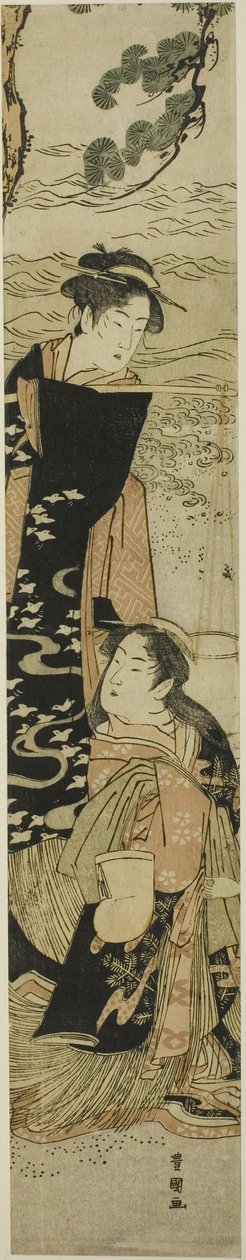 The sisters Matsukaze and Murasame on the shores of Suma autorstwa Utagawa Toyokuni I