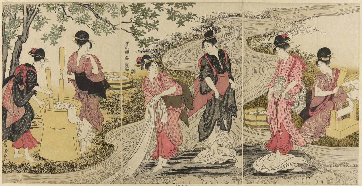 Pranie w strumieniu autorstwa Utagawa Toyokuni I