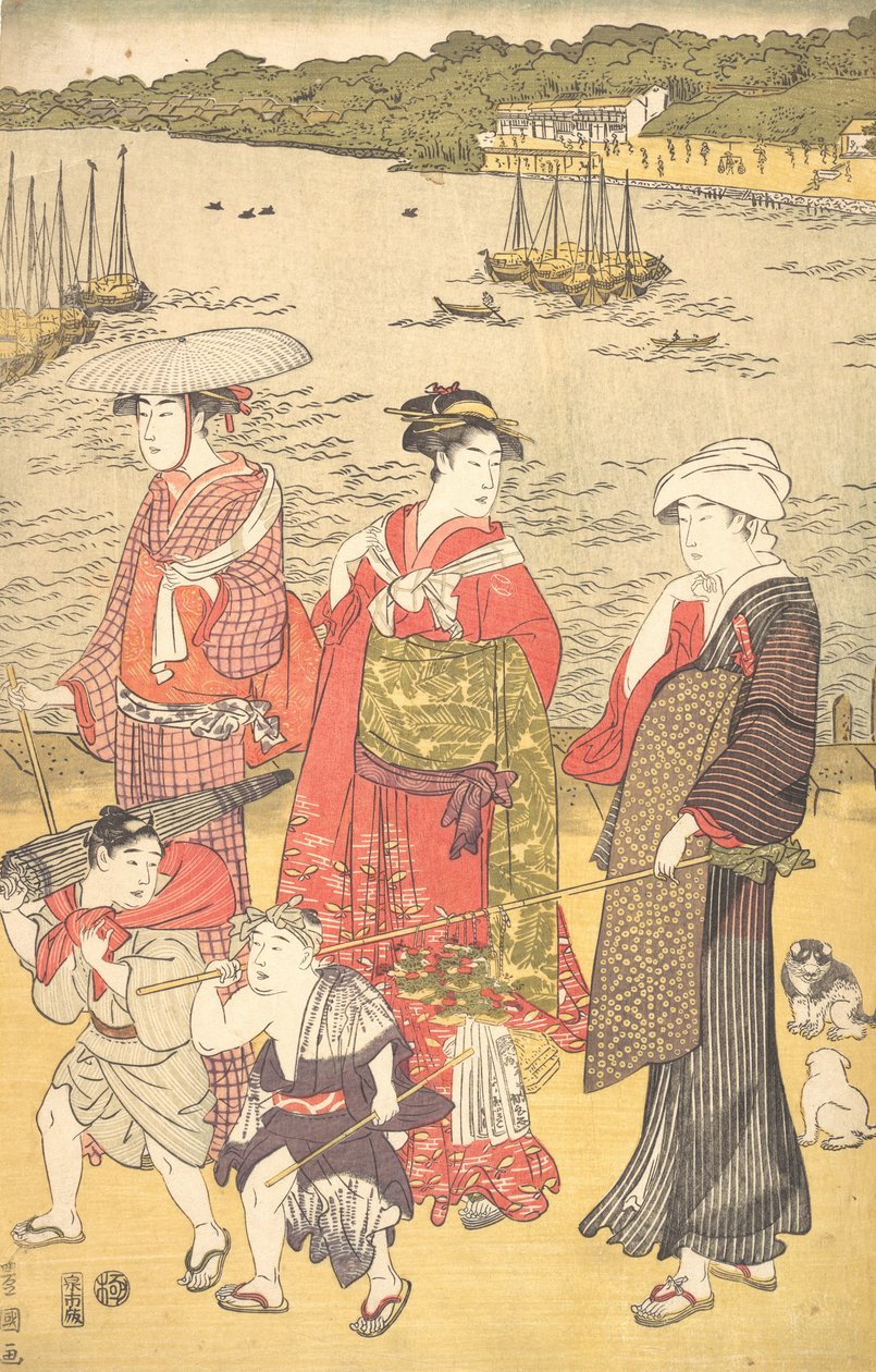 Kobiety na plaży Takanawa, ca. 1790. autorstwa Utagawa Toyokuni I