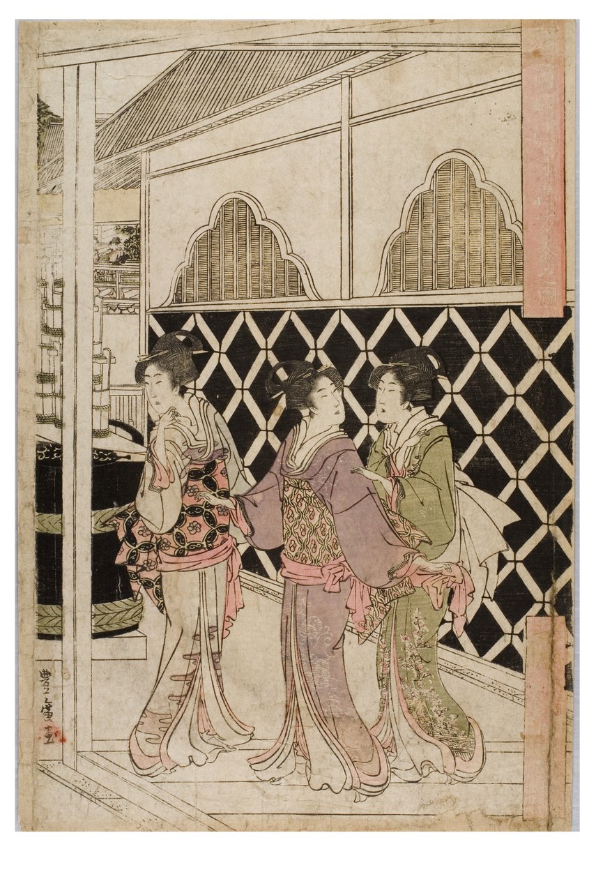 Noworoczna pielgrzymka do Myohoji w Horinouchi, Edo, ok. 1804-1810 (drzewik na papierze) autorstwa Utagawa and Toyokuni Utagawa Toyohiro