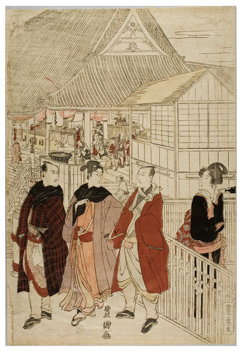 Noworoczna pielgrzymka do Myohoji w Horinouchi, Edo, ok. 1804-1810 (drzewik na papierze) autorstwa Utagawa and Toyokuni Utagawa Toyohiro