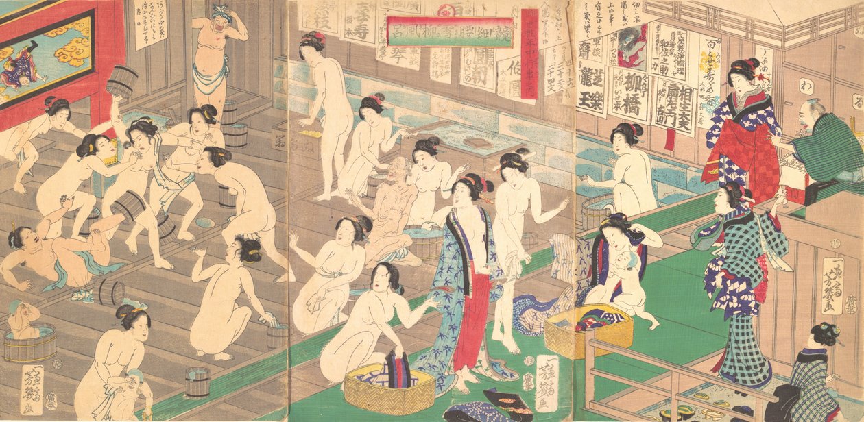 Wnętrze Łaźni Publicznej, XIX w. autorstwa Utagawa Yoshiiku