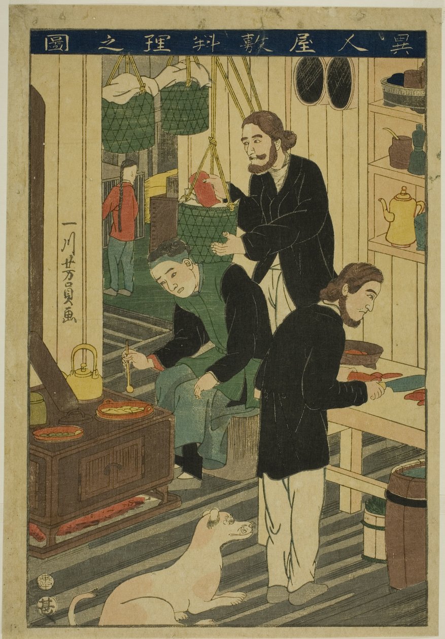 Tył tramwaju (Zdjęcie rezydencji wielkiego człowieka) autorstwa Utagawa Yoshikazu