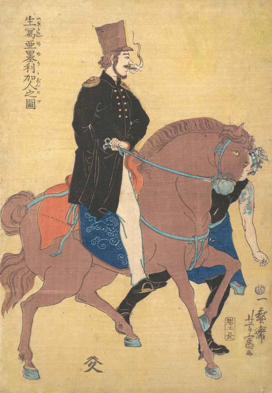 Amerykanin wylosowany z życia, 1861 2. miesiąc. autorstwa Utagawa Yoshitomi