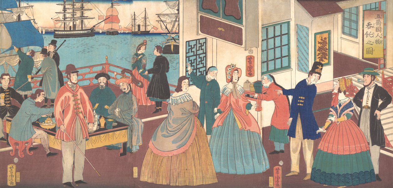 Ludzie Pięciu Narodów, 1861. autorstwa Utagawa Yoshitora