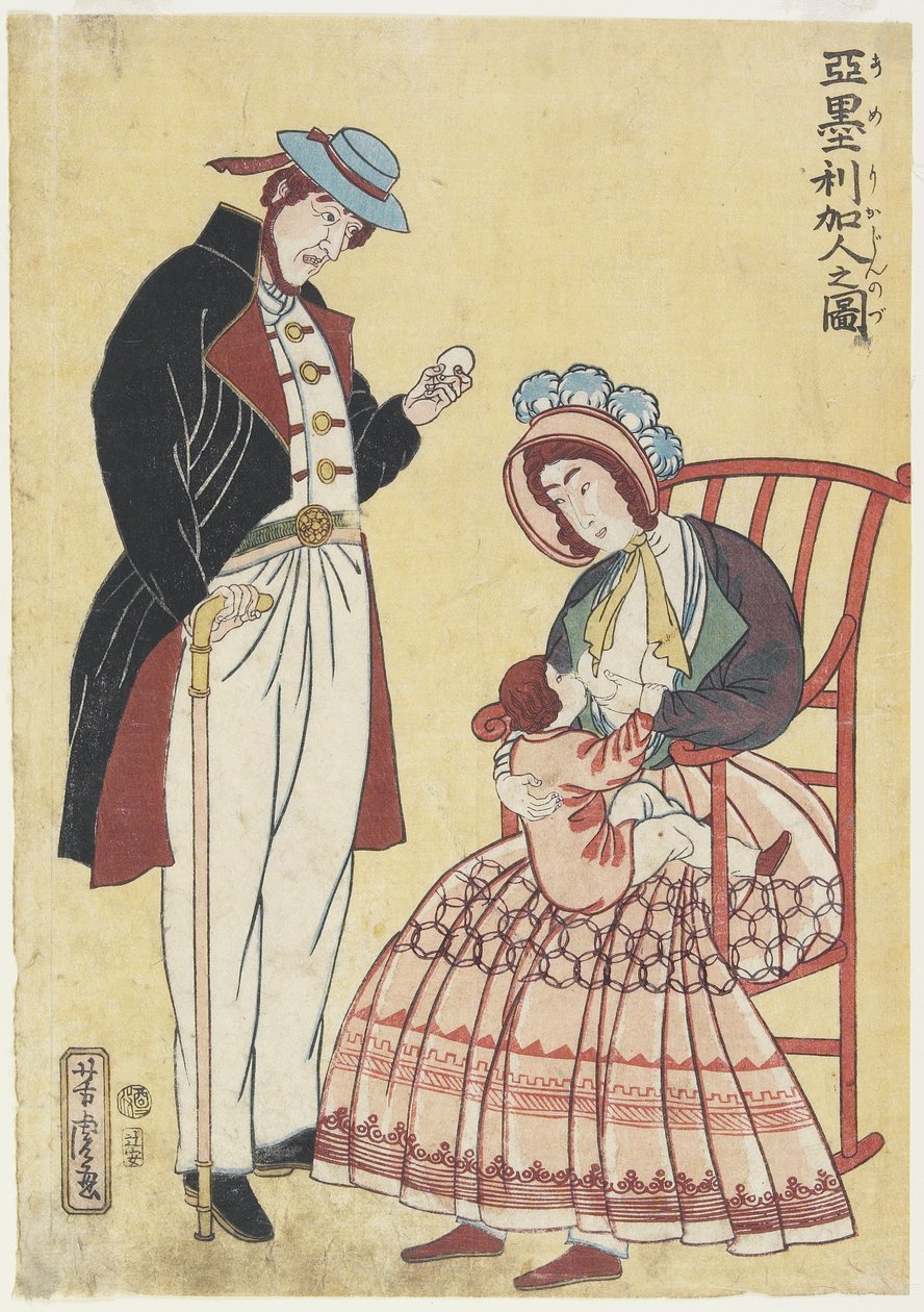 Portret amerykańskiej rodziny autorstwa Utagawa Yoshitora