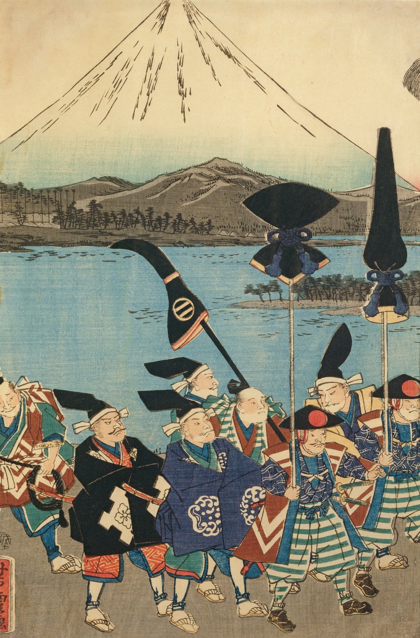 Otoczenie Daimyo przed górą Fuji autorstwa Utagawa Yoshitora