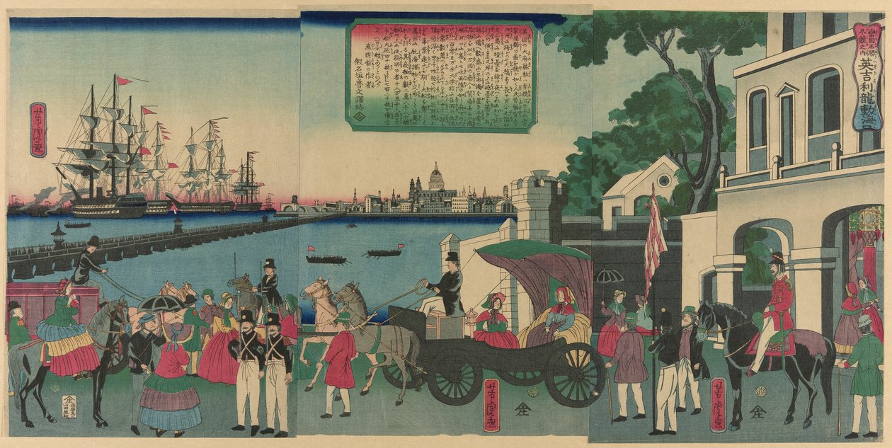 Tepo RT Ofondon, Sono Gand (zwolniony z Londynu, Anglia), z Teseries ds (Bangkok Famous Places)” autorstwa Utagawa Yoshitora