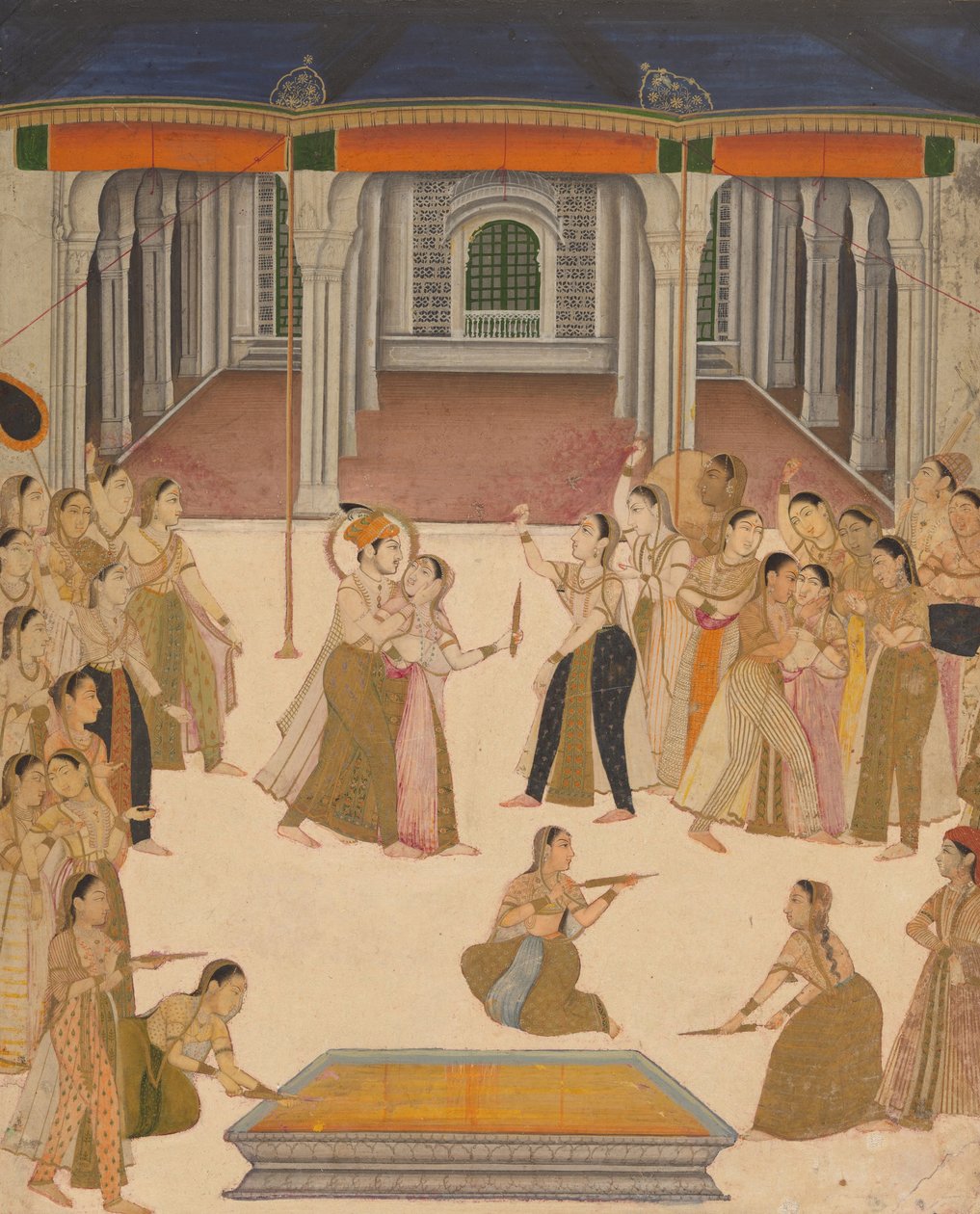 Cesarz Jahangir świętujący Święto Holi z damami zenana autorstwa Uttar Pradesh Lucknow