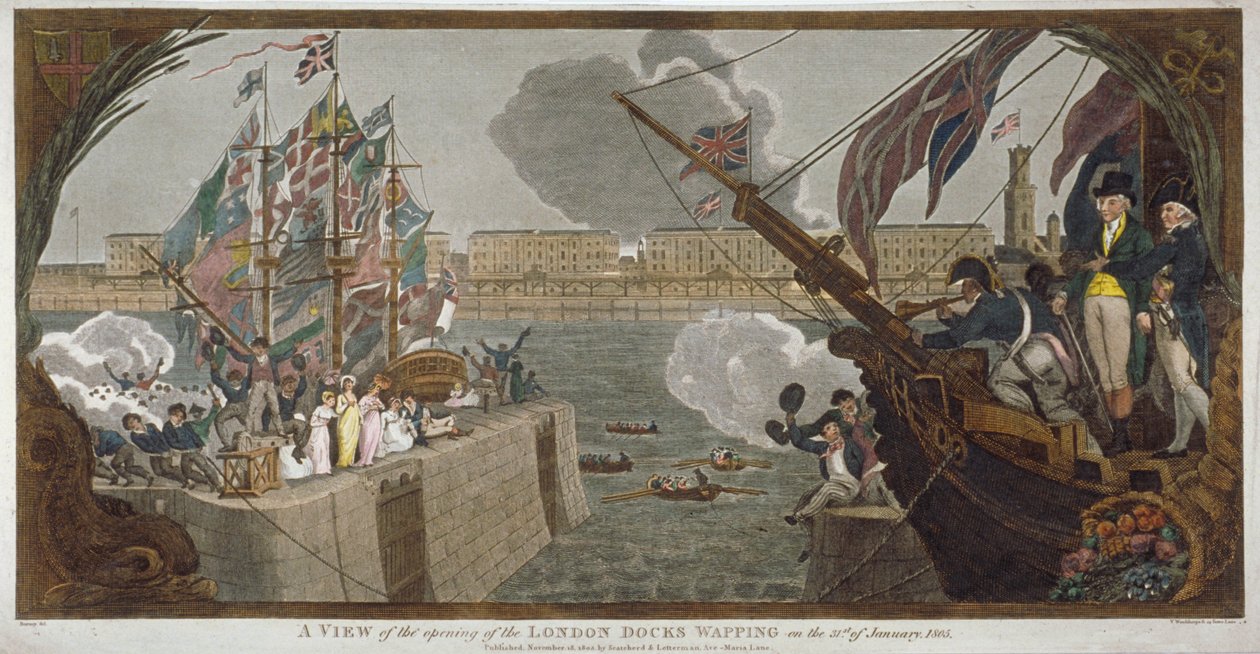 Otwarcie London Docks, Wapping, 1805 autorstwa V Woodthorpe