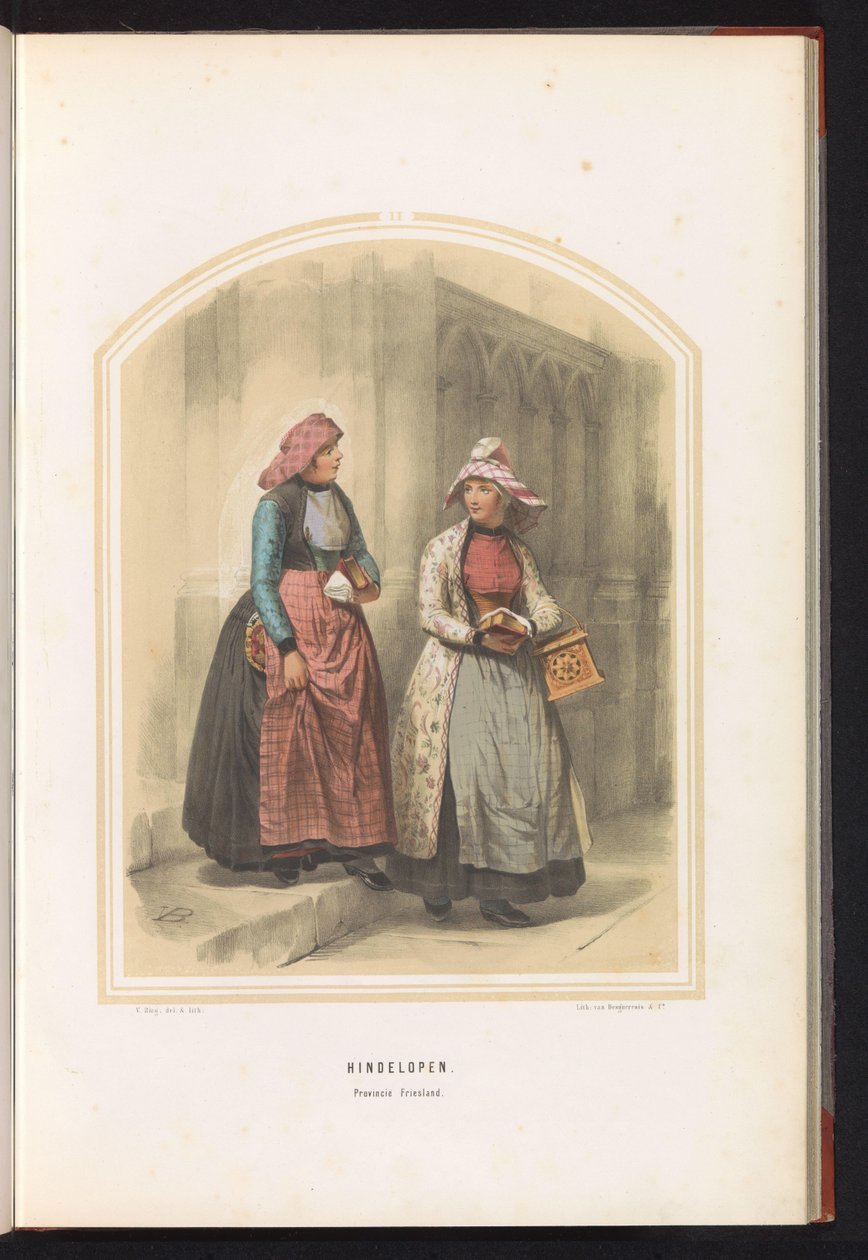Tradycyjny strój Hindeloopen we Fryzji, 1857 Przeszkoda. Prowincja Fryzja / II (tytuł na obiekcie) autorstwa Valentijn Bing