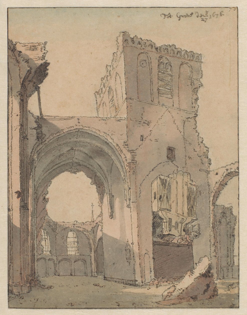 Ruiny Grote Kerk w Grave autorstwa Valentijn Klotz (attributed to)