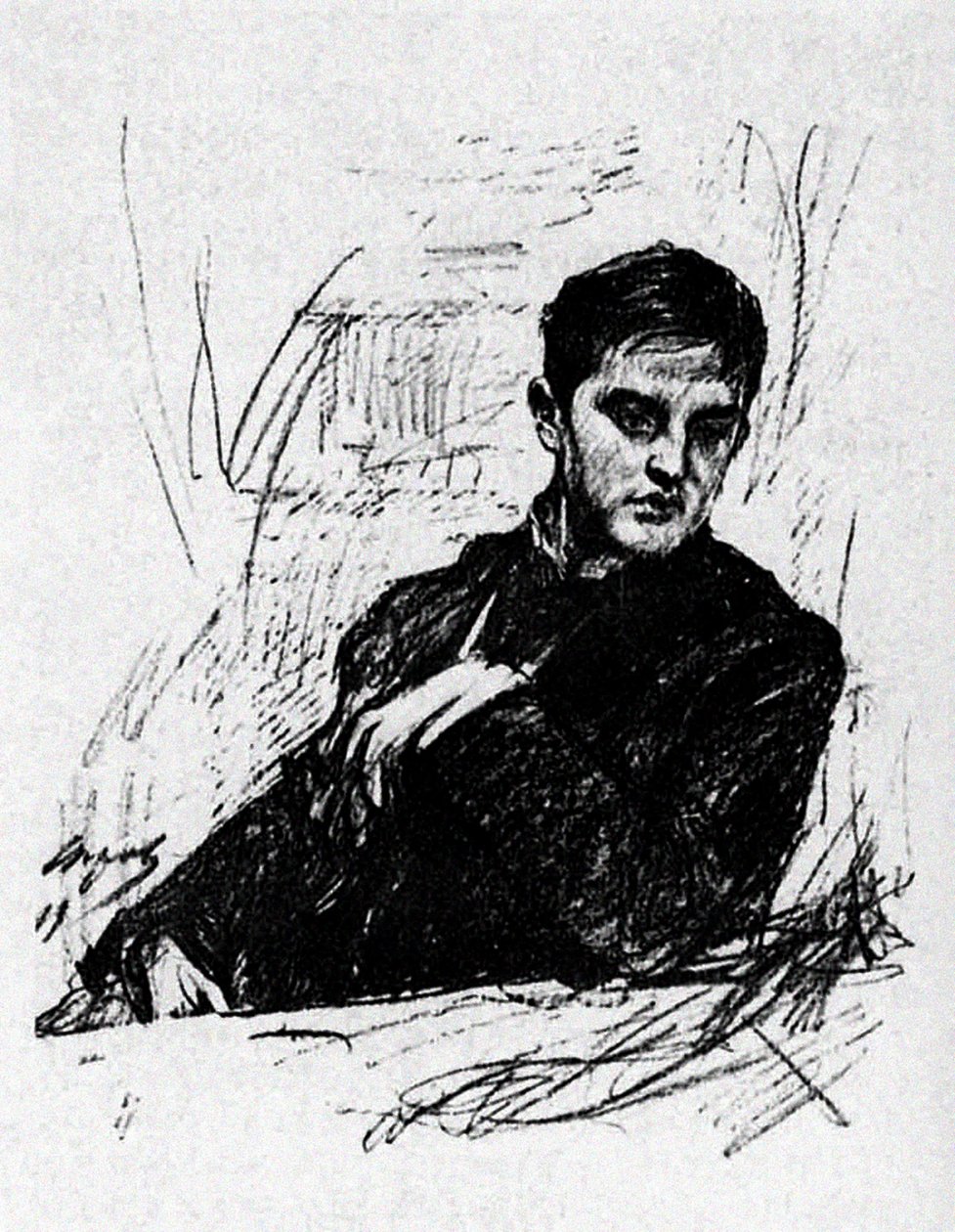 دمیتري فیلوسوف (په کاغذ باندې چارکول) پولی autorstwa Valentin Aleksandrovich Serov