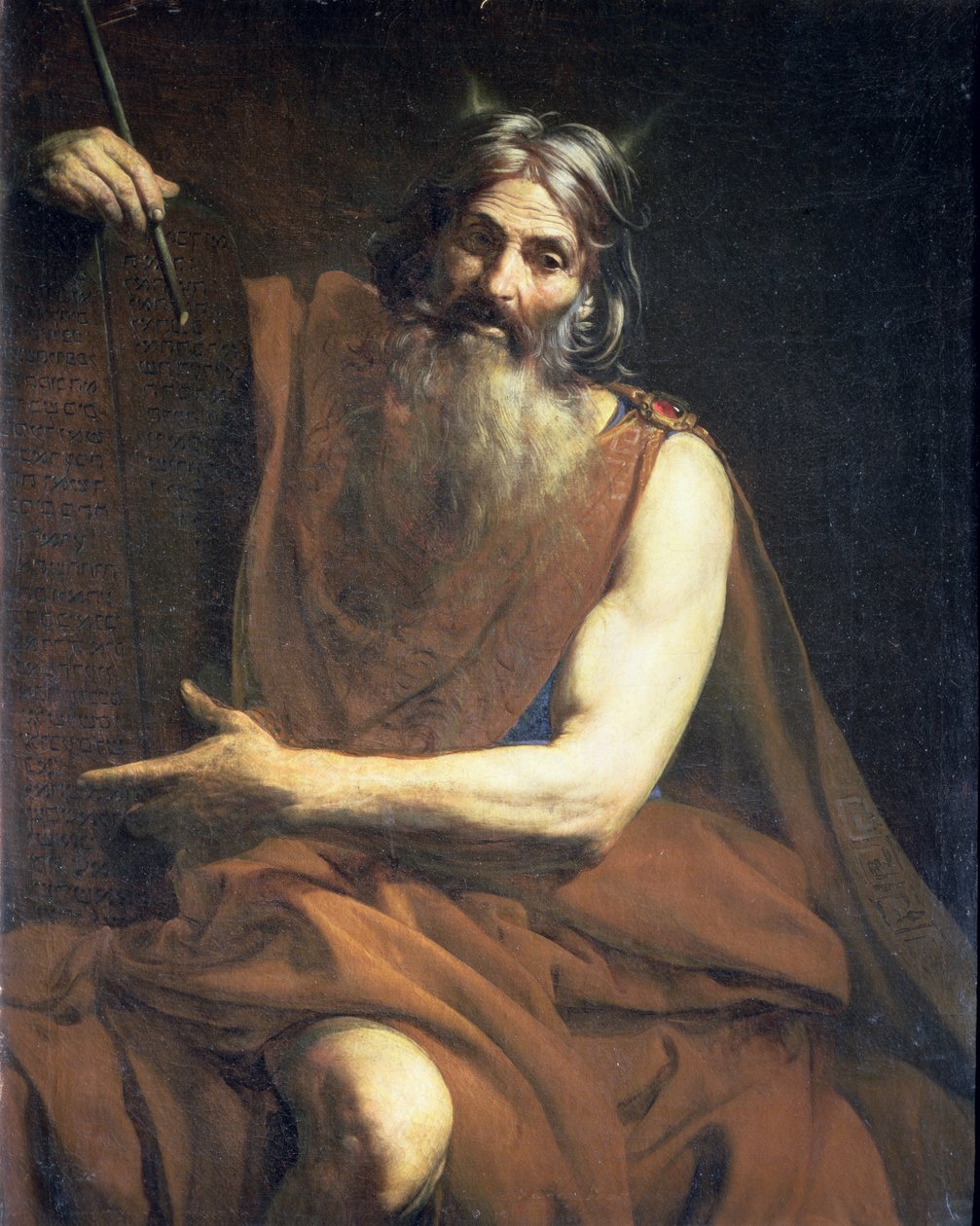 Mojżesz z tablicami Prawa, ok. 1627-32 autorstwa Valentin de Boulogne