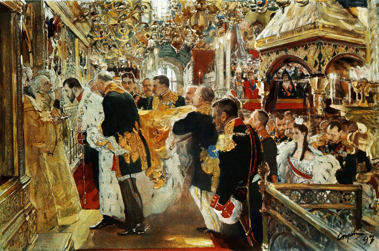 Koronacja cesarza (cara) Mikołaja II Rosji w 1894 roku przez Walentina Sierowa (19 stycznia autorstwa Valentin Aleksandrovich Serov