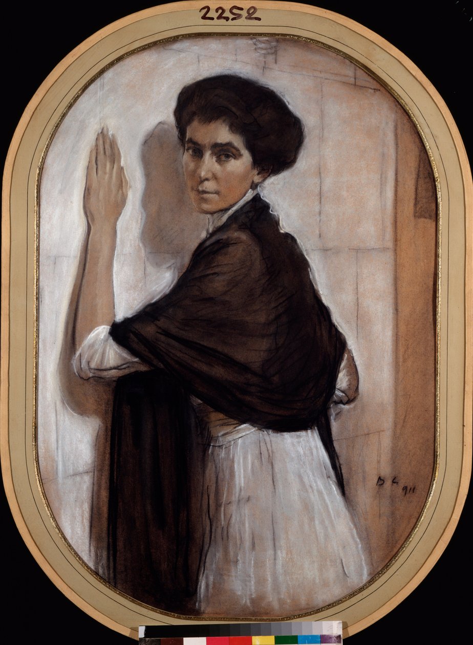 Portret hrabiny Sofii Olsuphyeva. Praca Walentyna Aleksandrowicza Sierowa (1865-1911), pastel i sangwina na tekturze autorstwa Valentin Aleksandrovich Serov