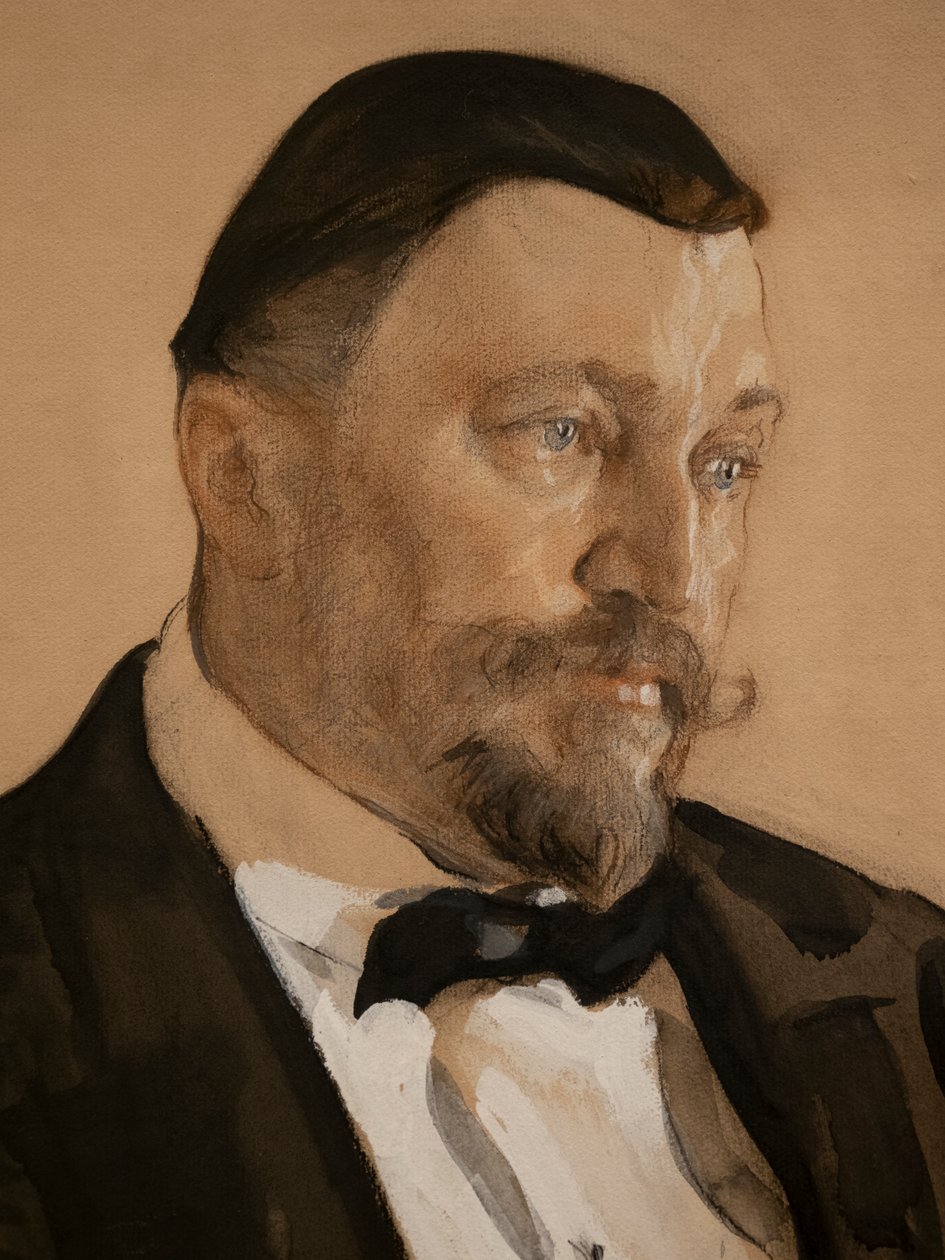 Portret Aleksieja Wikulowicza Morozowa (detal) autorstwa Valentin Aleksandrovich Serov