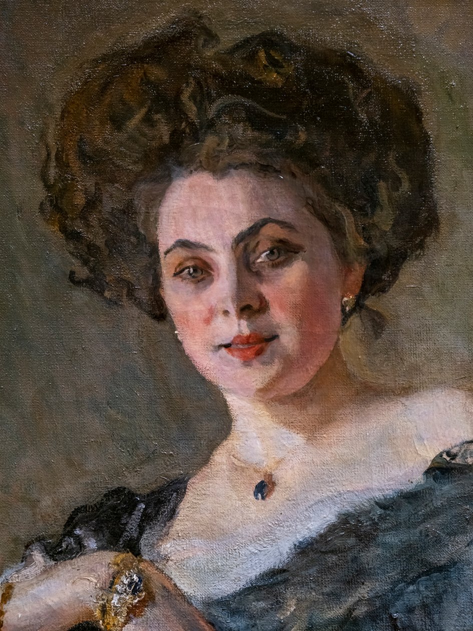 Portret Evdokii Sergeevny Morozova (detal) autorstwa Valentin Aleksandrovich Serov