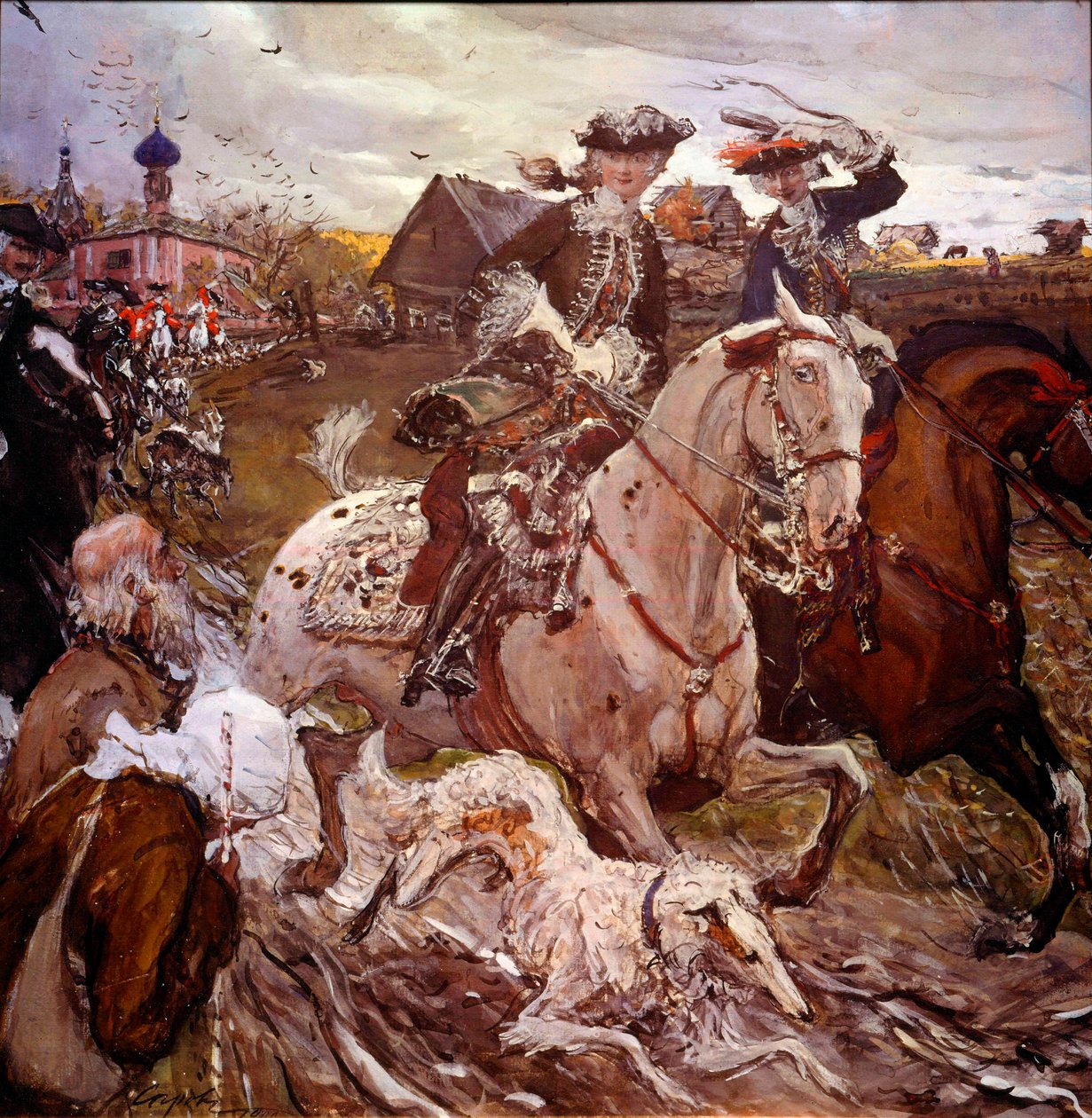 Księżniczka Elżbieta Pietrowna (1709-1762) (przyszła Elisabeth Iere z Rosji) i Piotr II (1715-1730) polowanie Obraz Walentego Aleksandrowicza Sierowa (1865-1911) autorstwa Valentin Aleksandrovich Serov