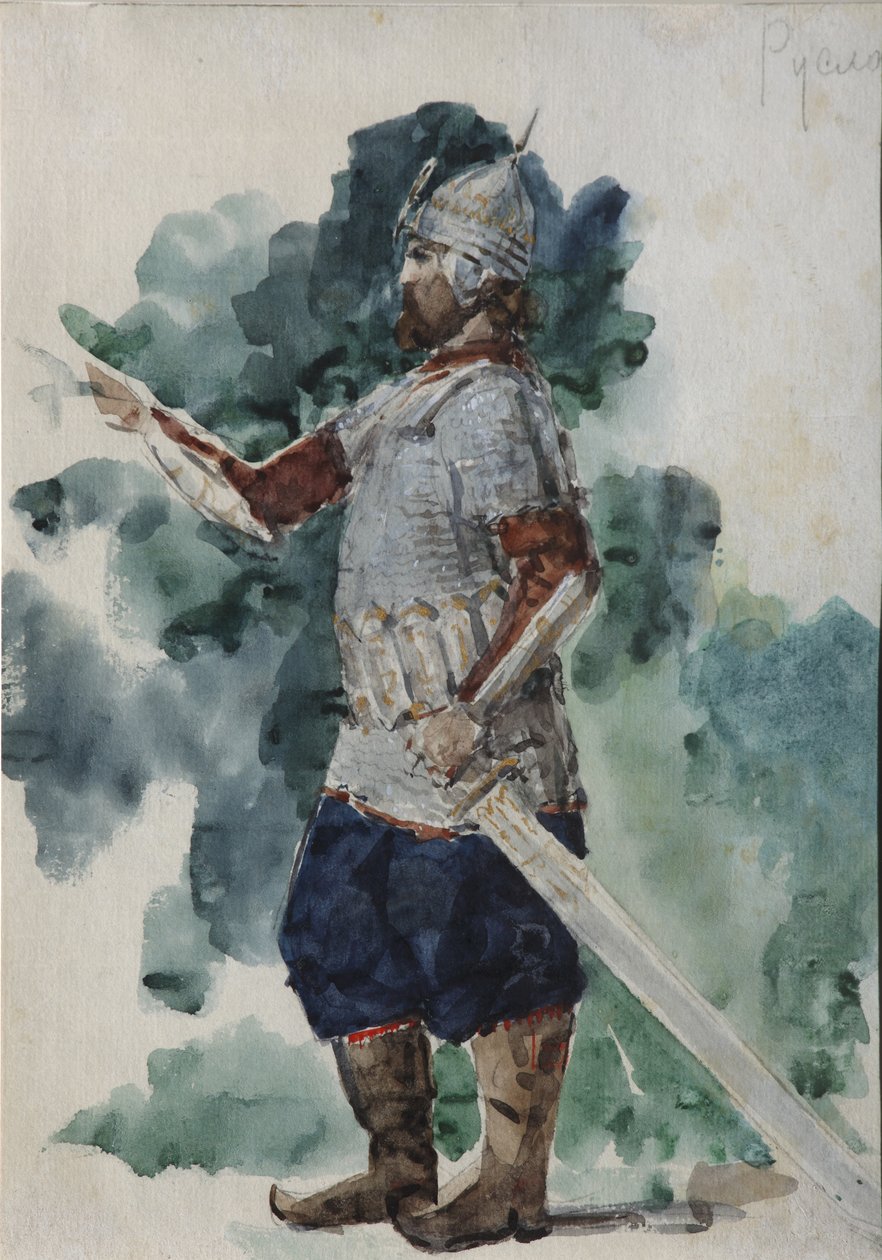 Rusłan. Projekt kostiumów do opery Rusłan i Ludmiła M. Glinki autorstwa Valentin Aleksandrovich Serov