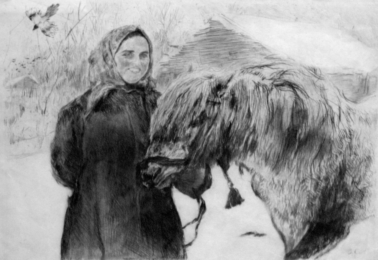 Serow kobieta z koniem autorstwa Valentin Aleksandrovich Serov