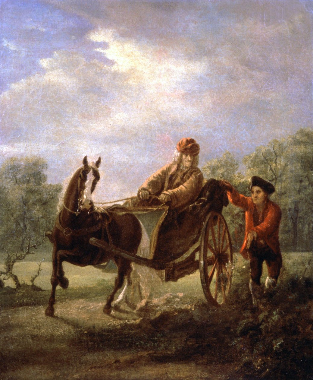 Voltaire em um carrinho, c. 1770-1775 (pintura) polonês autorstwa Valentin Aleksandrovich Serov