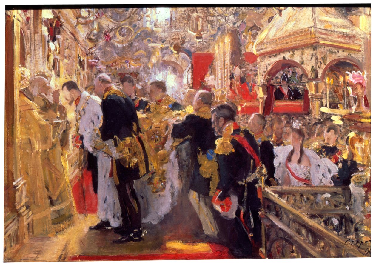 „Koronacja cesarza Mikołaja II w katedrze Wniebowzięcia NMP”, 1896 r. autorstwa Valentin Serov