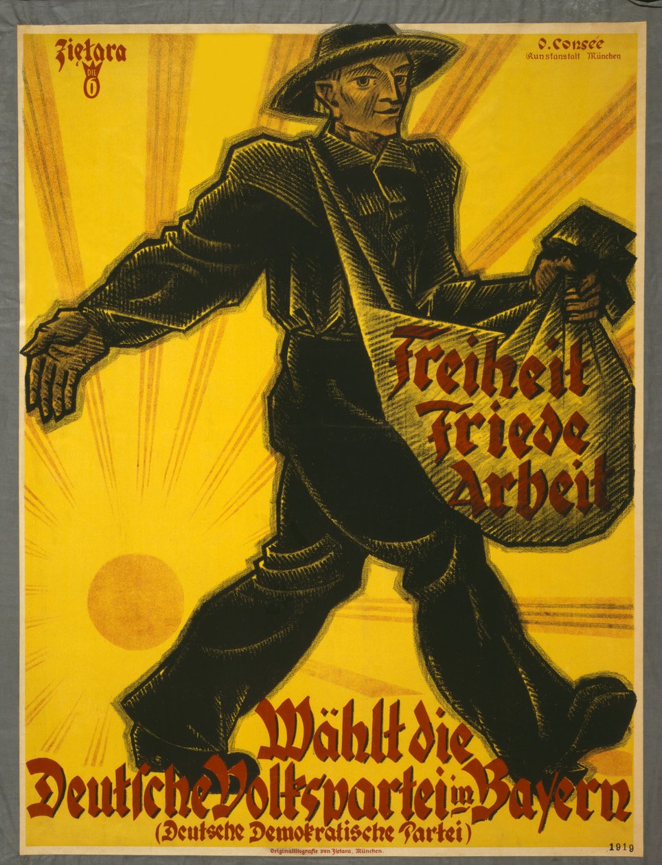 Wolność, pokój, praca, wybór Niemieckiej Partii Ludowej w Bawarii, wyd. Monachium, 1919 autorstwa Valentin Zietara