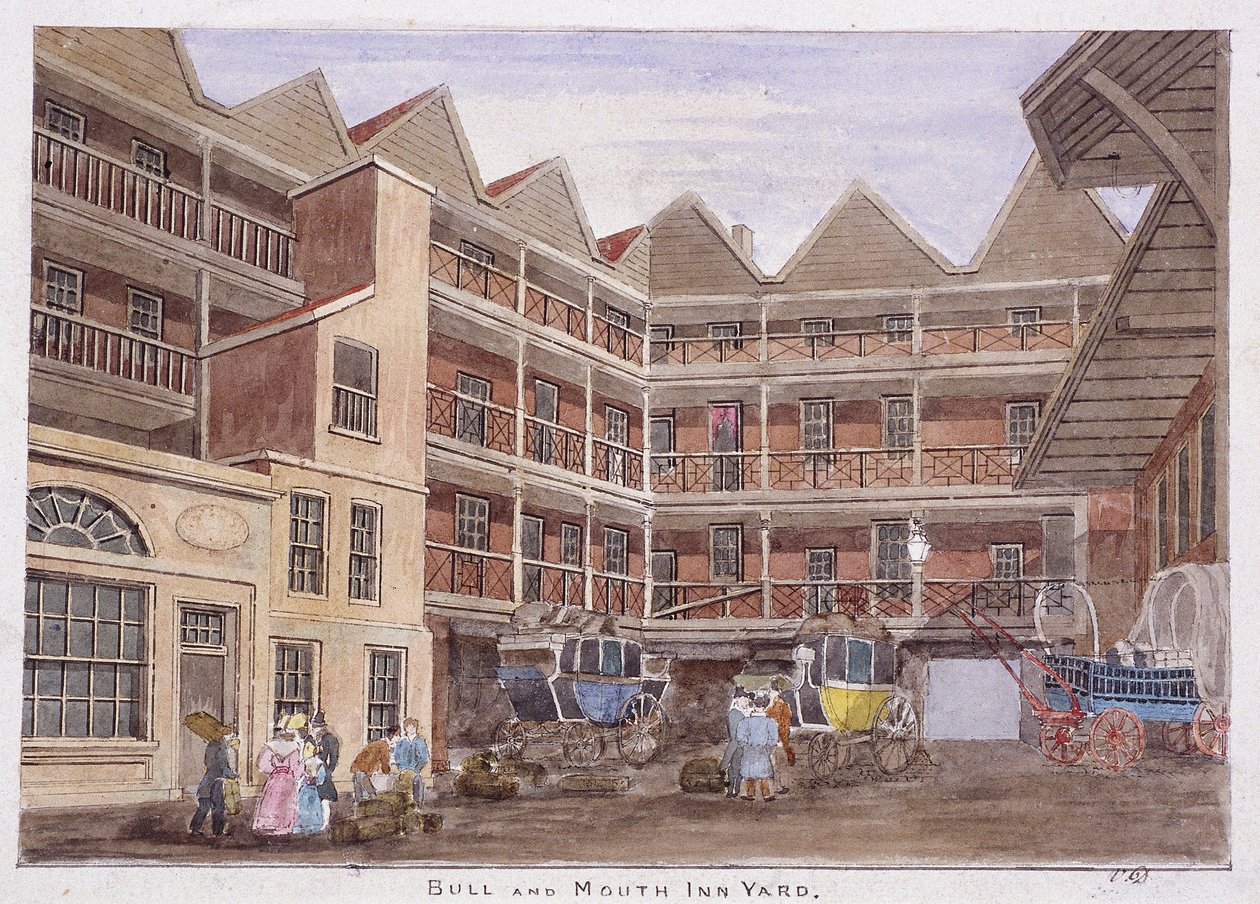 Bull and Mouth Street, Londyn, 1806 autorstwa Valentine Davis
