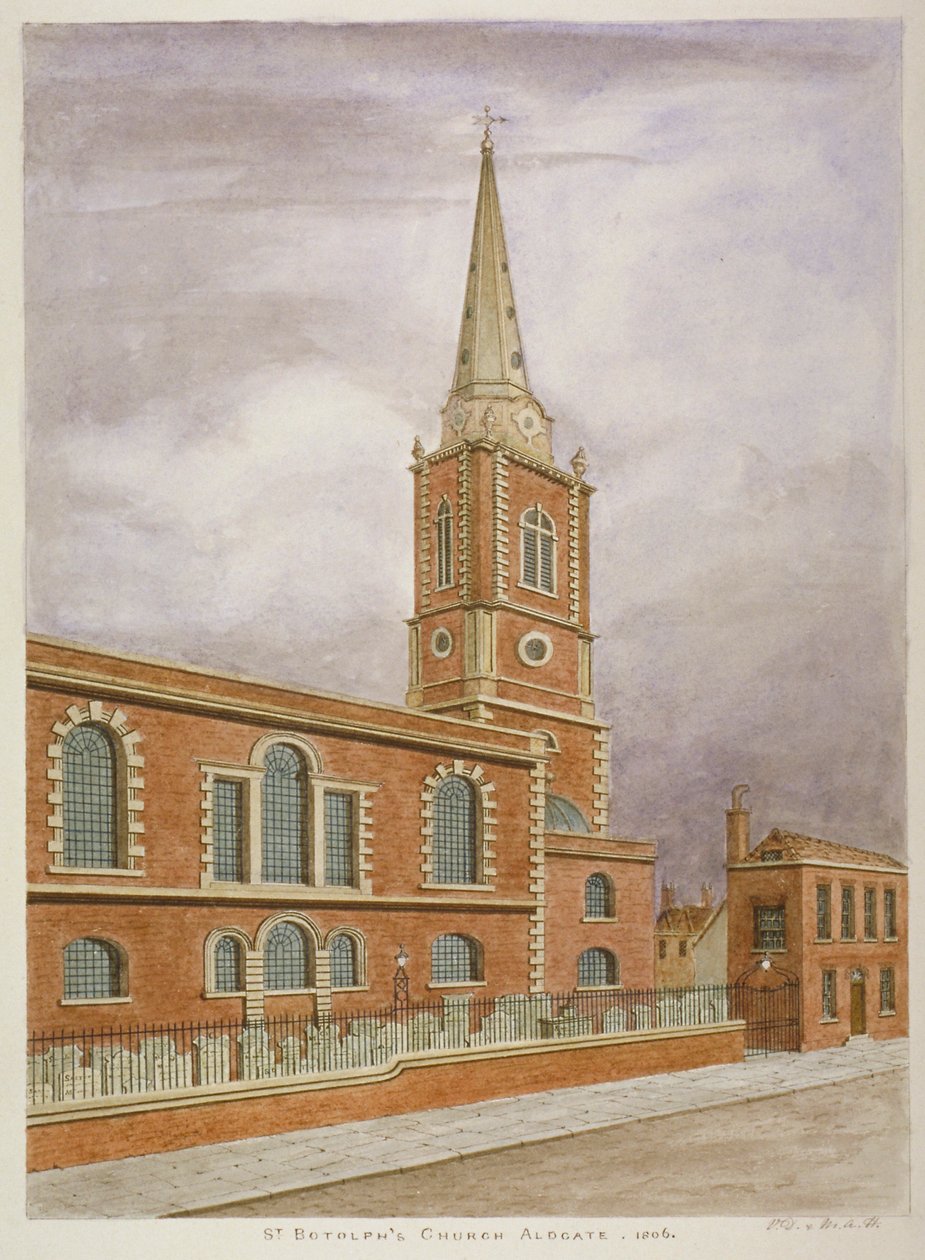 Kościół St Botolph, Aldgate, City of London, 1806 autorstwa Valentine Davis