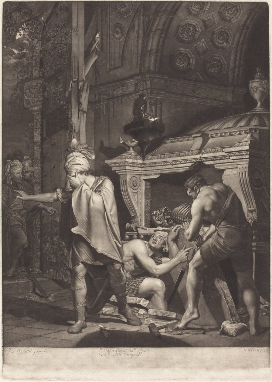Miravan otwiera grobowiec swoich przodków, 1772. autorstwa Valentine Green