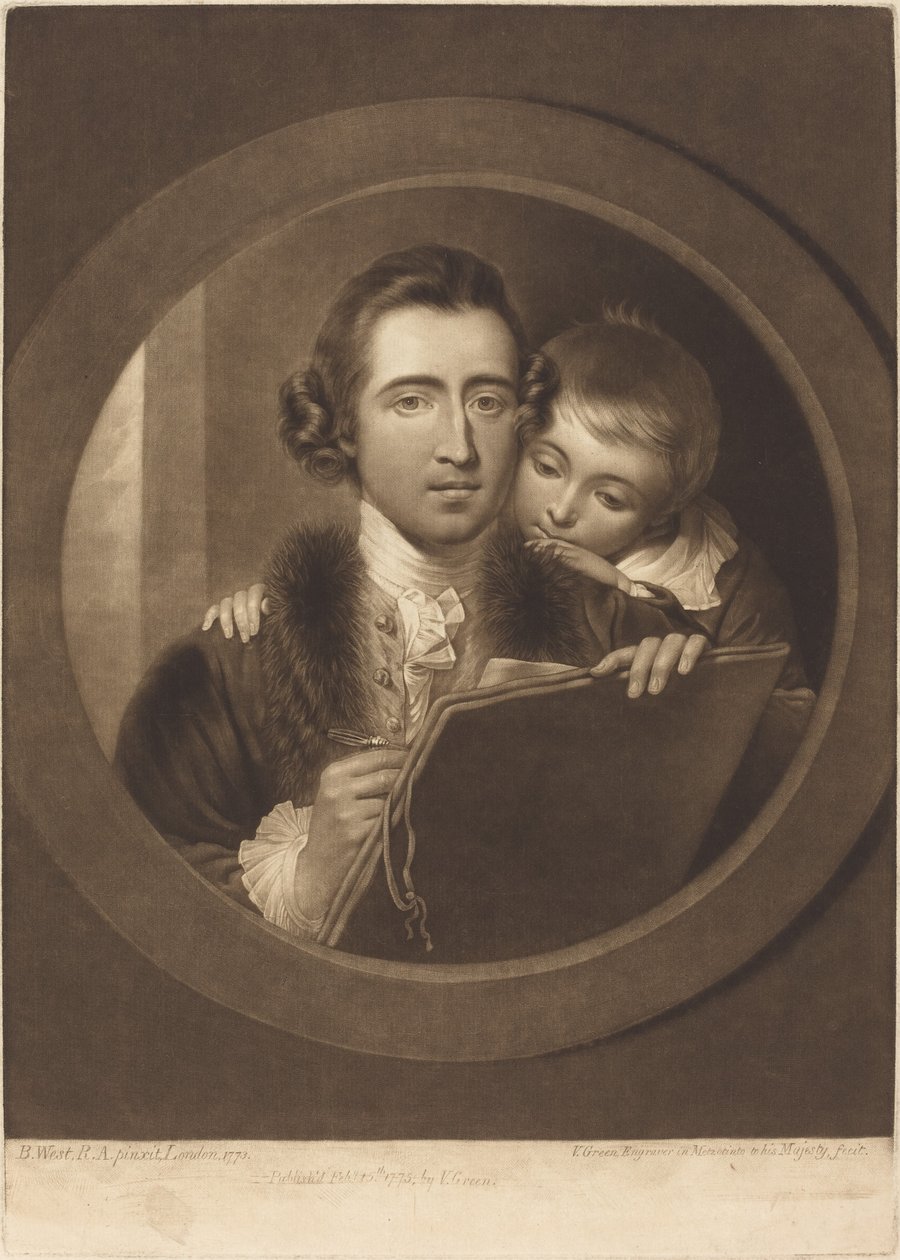 Benjamin West, Esqr R.A. i jego syn RI West autorstwa Valentine Green after Benjamin West