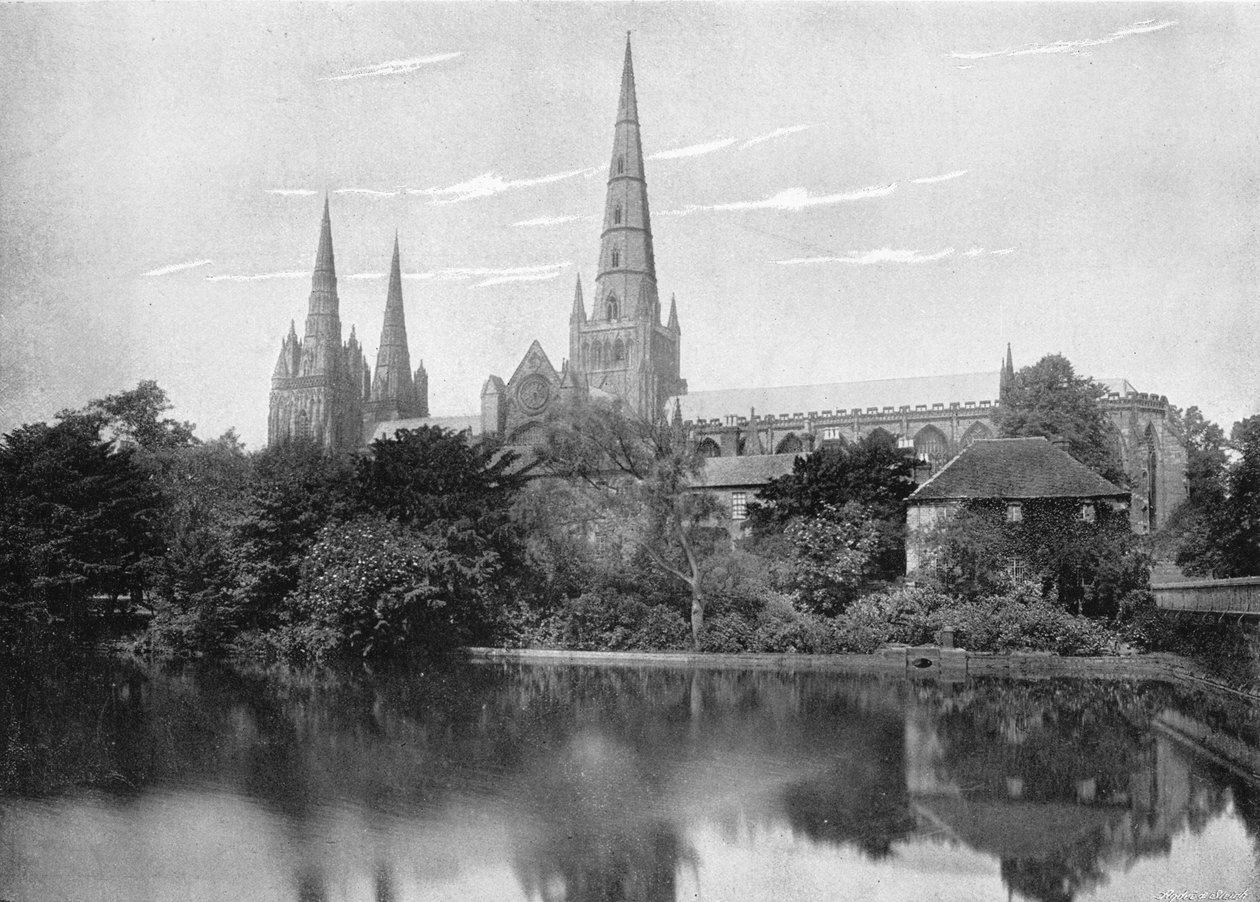 Katedra w Lichfield, ok. 1896 r. autorstwa Valentine and Sons Ltd