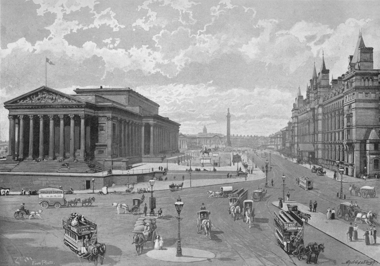 Liverpool: St. Georges Hall i Lime Street, c1896 autorstwa Valentine and Sons Ltd