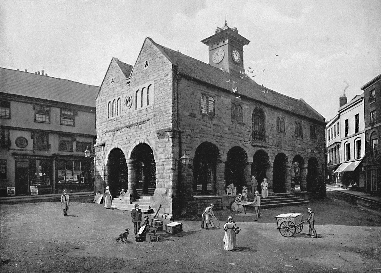 Hala Targowa i Dom Kyrlesów, Ross, ok. 1896 r. autorstwa Valentine and Sons Ltd