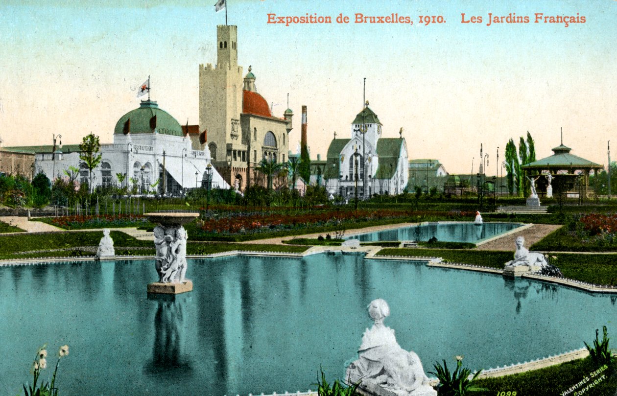 Ogród Francuski, Wystawa Powszechna, Bruksela, Belgia, 1910. autorstwa Valentine and Sons Ltd
