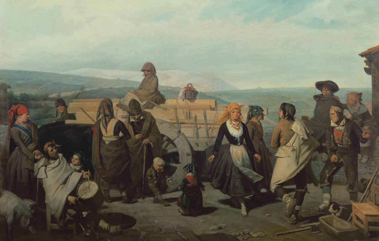 Soriańskie tańce chłopskie, 1866 autorstwa Valeriano Domínguez Bécquer