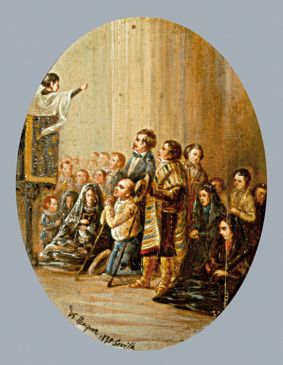 Kazanie. Obraz Valeriano DOMINGUEZ BECQUER (1834-1870). Olej na drewnie autorstwa Valeriano Domínguez Bécquer