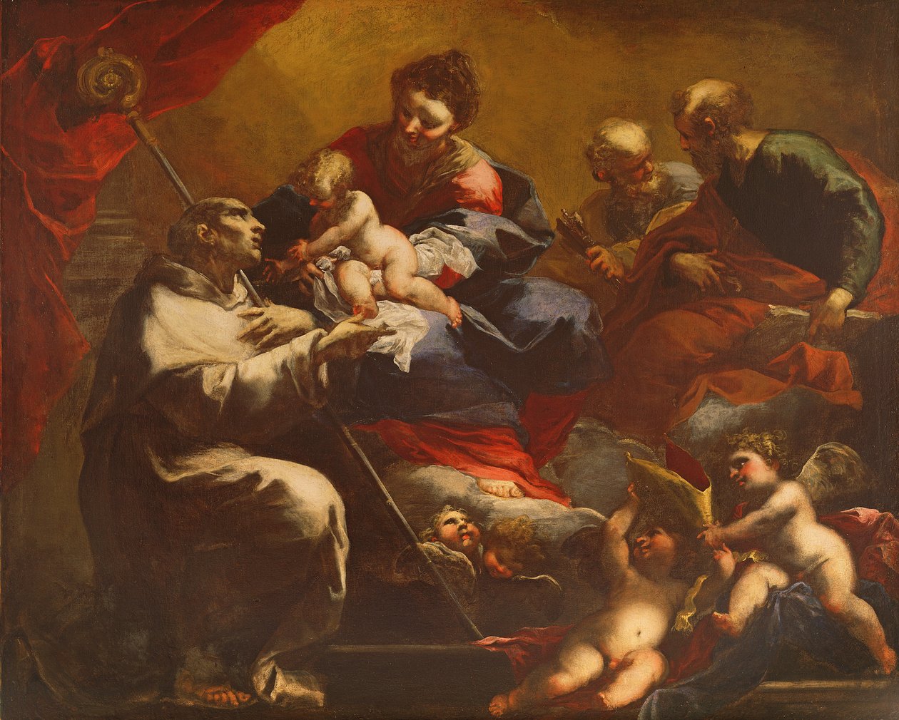 Madonna z Dzieciątkiem z Św. Piotr i Paweł ukazują się św. Brunonowi autorstwa Valerio Castello