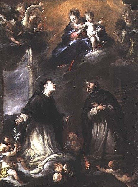 Madonna z Dzieciątkiem ukazująca się dwóm świętym dominikańskim autorstwa Valerio (circle of) Castello