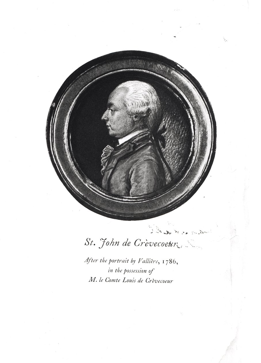 Michel-Guillaume-Jean de Crevecoeur (1735-1813) frontyspis jego „Szkiców Ameryki XVIII wieku” autorstwa Valliere