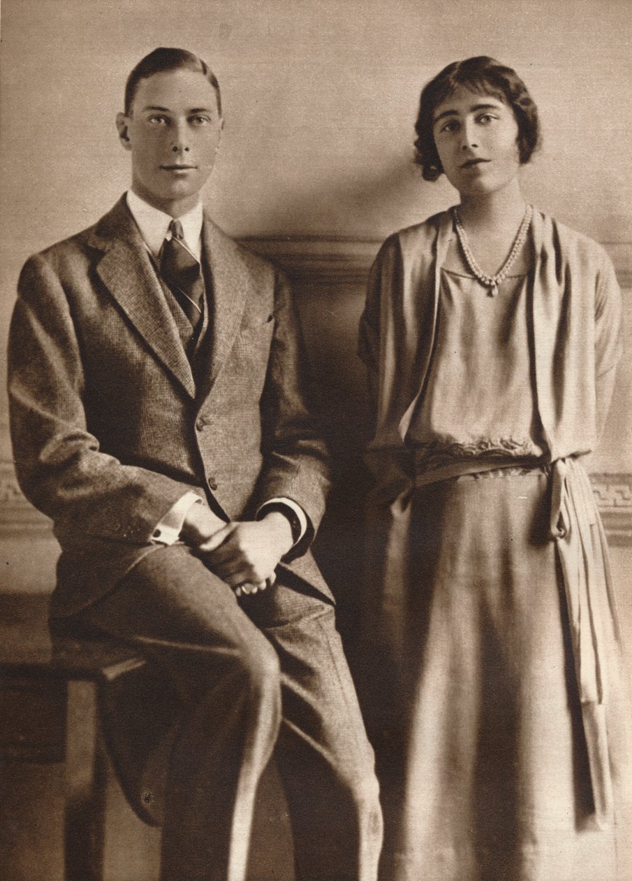 „Lady Elizabeth Bowes Lyon i książę Yorku po ogłoszeniu ich zaręczyn”, 1923 autorstwa Vandyk