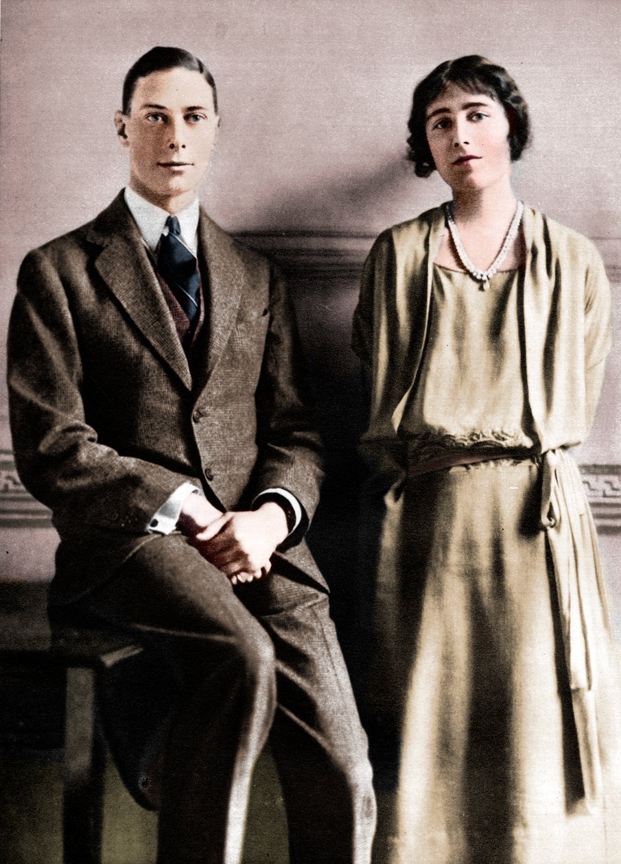 „Lady Elizabeth Bowes Lyon i książę Yorku po ogłoszeniu ich zaręczyn”, 1923 autorstwa Vandyk