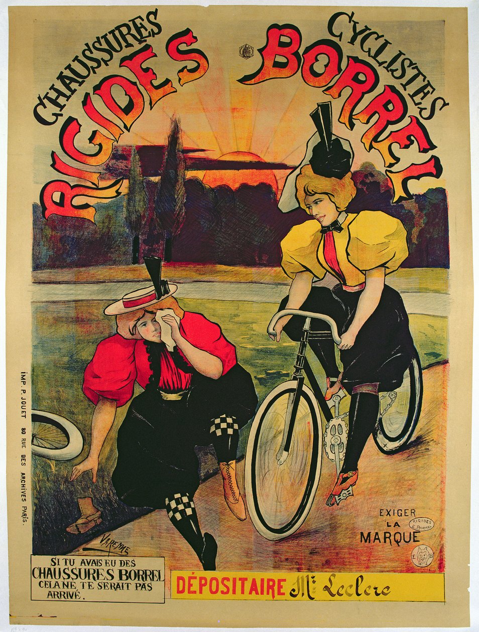 Plakat reklamujący buty Borrel na rowery, ok. 1900 autorstwa Varenne