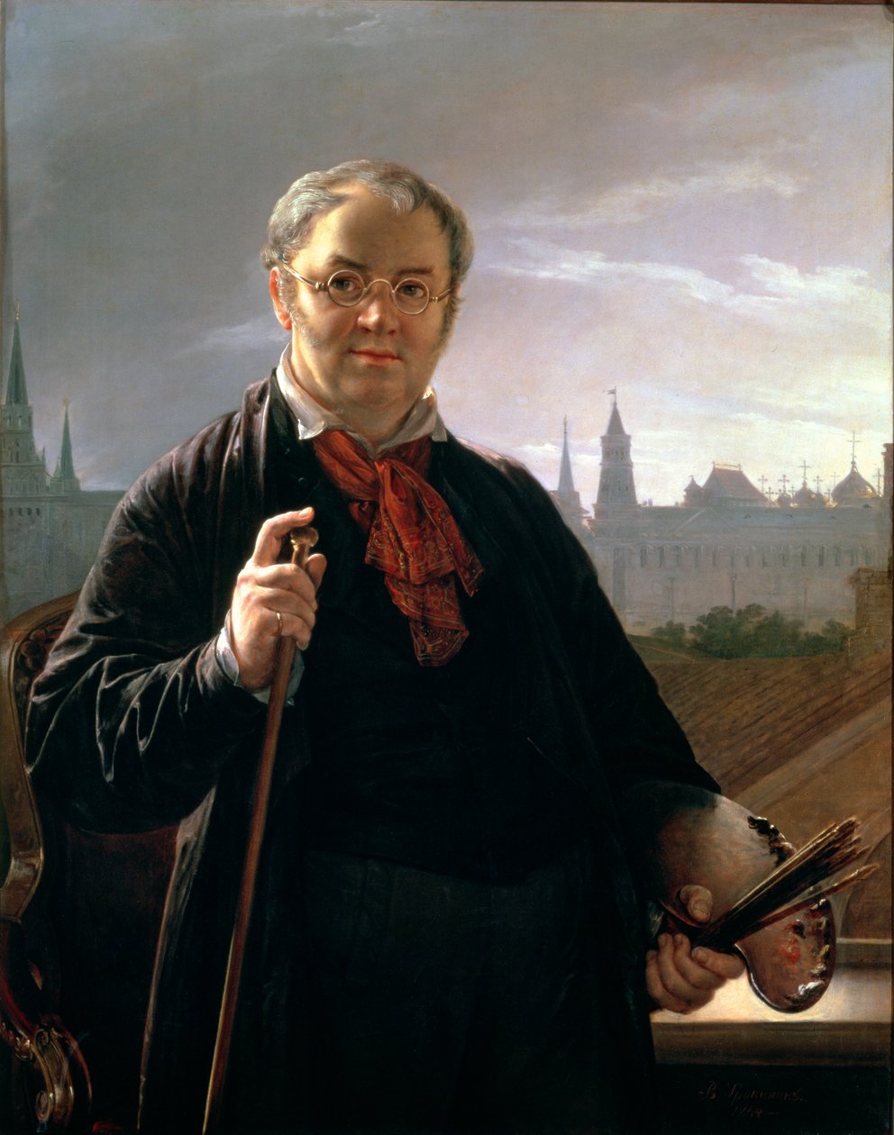 Autoportret na tle okna z widokiem na Kreml, 1846 autorstwa Vasili Andreevich Tropinin