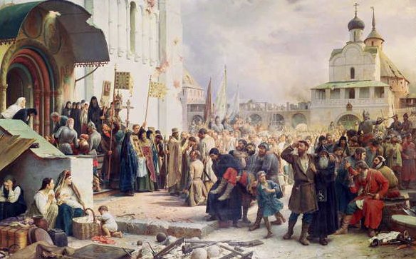 Oblężenie klasztoru Trójcy Sergiusza 1608-10, 1891 autorstwa Vasili Vasilievich Vereshchagin