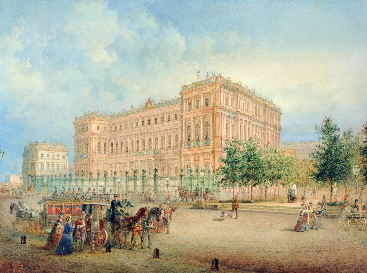 Widok pałacu Mikołajewskiego w Petersburgu, 1868 r. autorstwa Vasili Semenovich Sadovnikov
